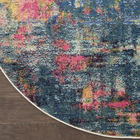 2' X 6' Blue And Yellow Abstract Power Loom Non Skid Area Rug